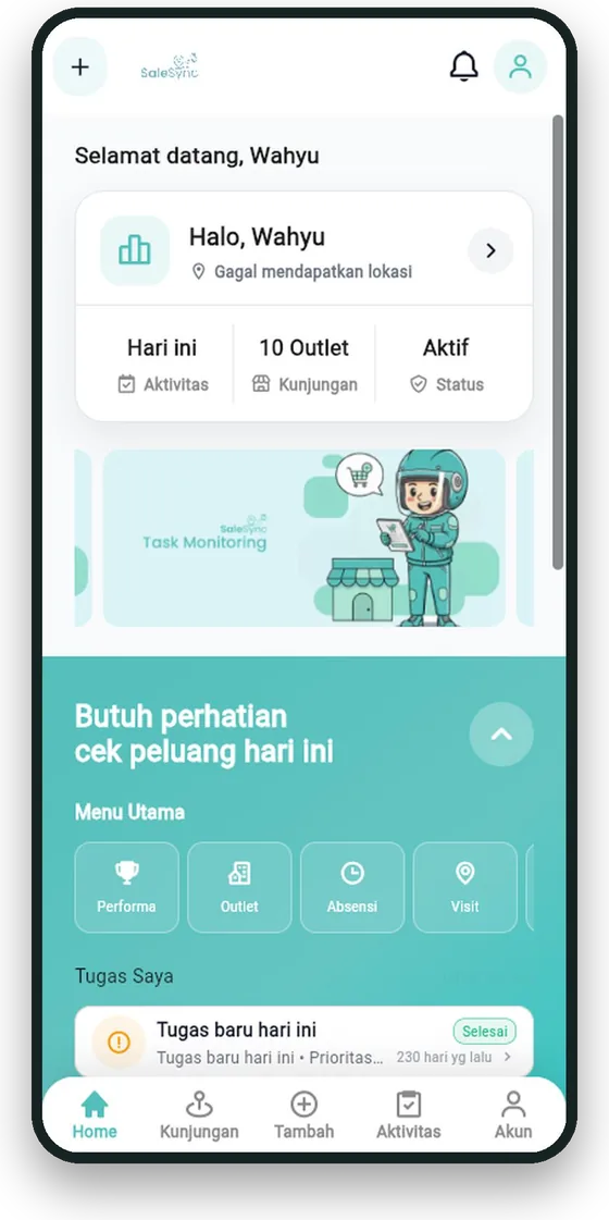 Beranda aplikasi SaleSync