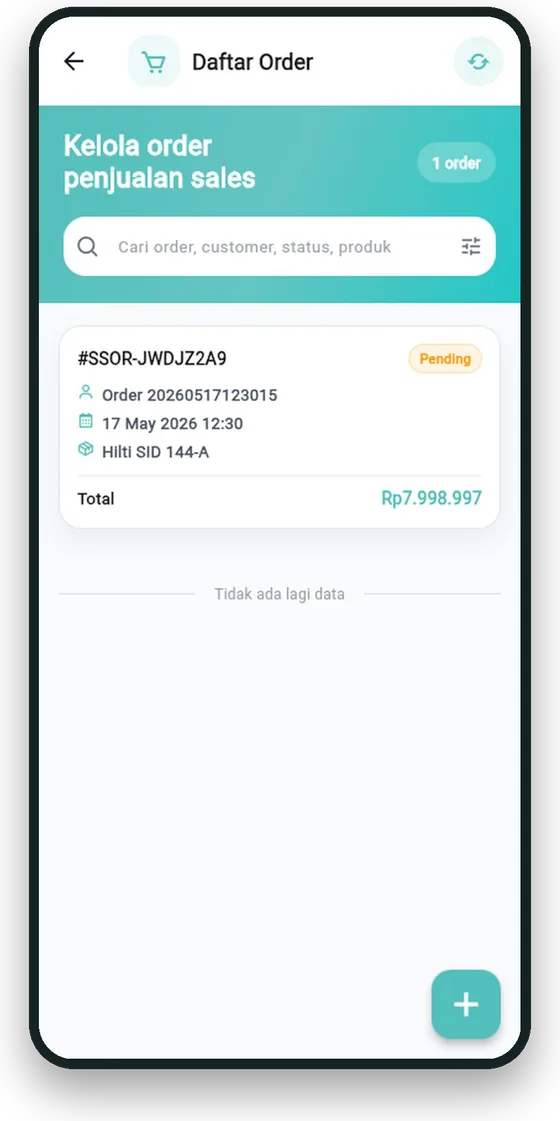 Daftar order penjualan