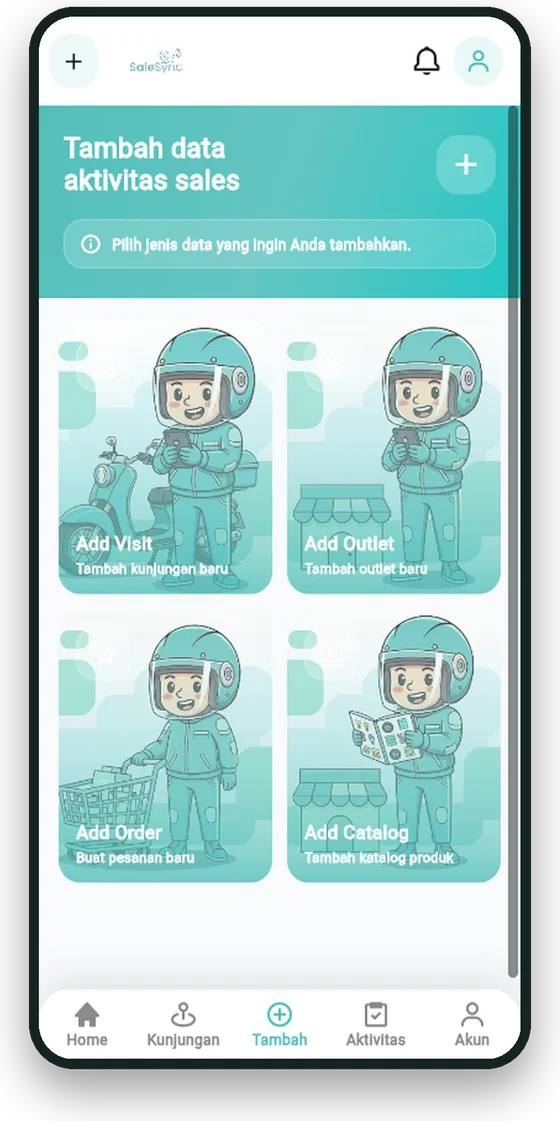 Menu tambah data aktivitas sales