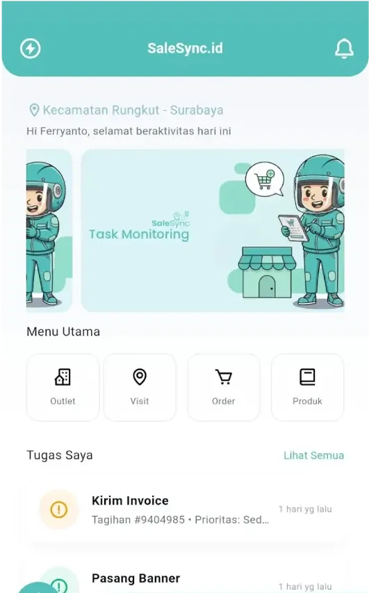 Tampilan aplikasi SaleSync di ponsel